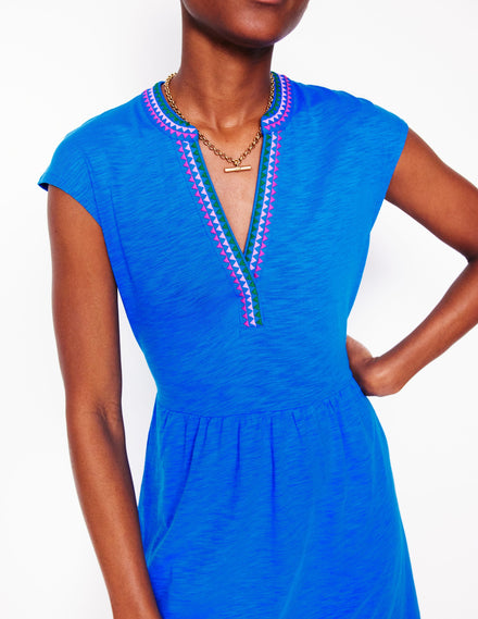 Chloe Embroidered Short Dress-Cerulean Blue