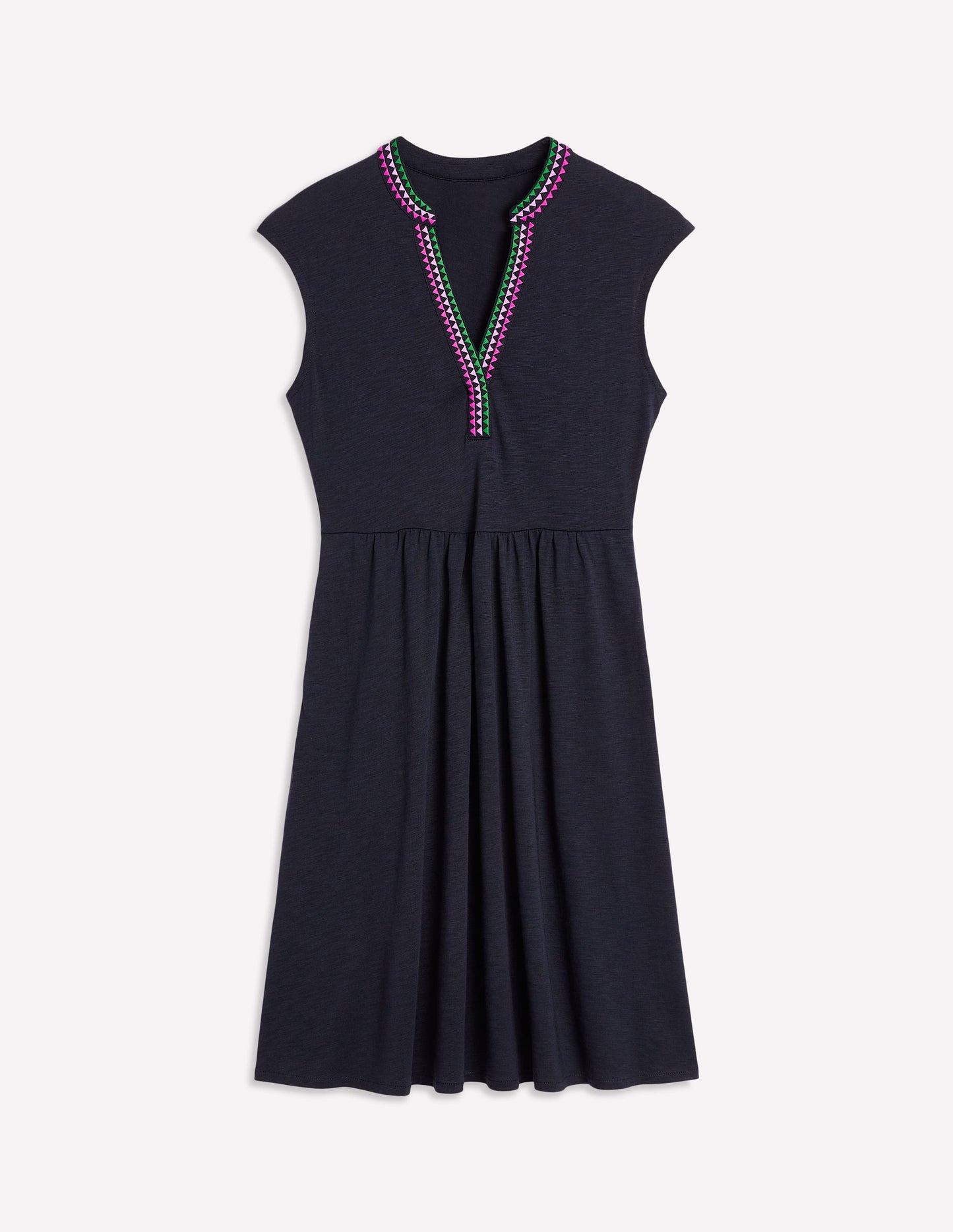 Chloe Embroidered Short Dress-Navy