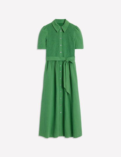 Amber Double Cloth Midi Dress-Paradise Green