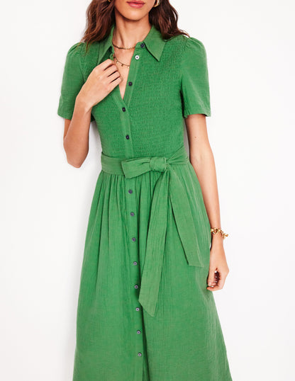 Amber Double Cloth Midi Dress-Paradise Green