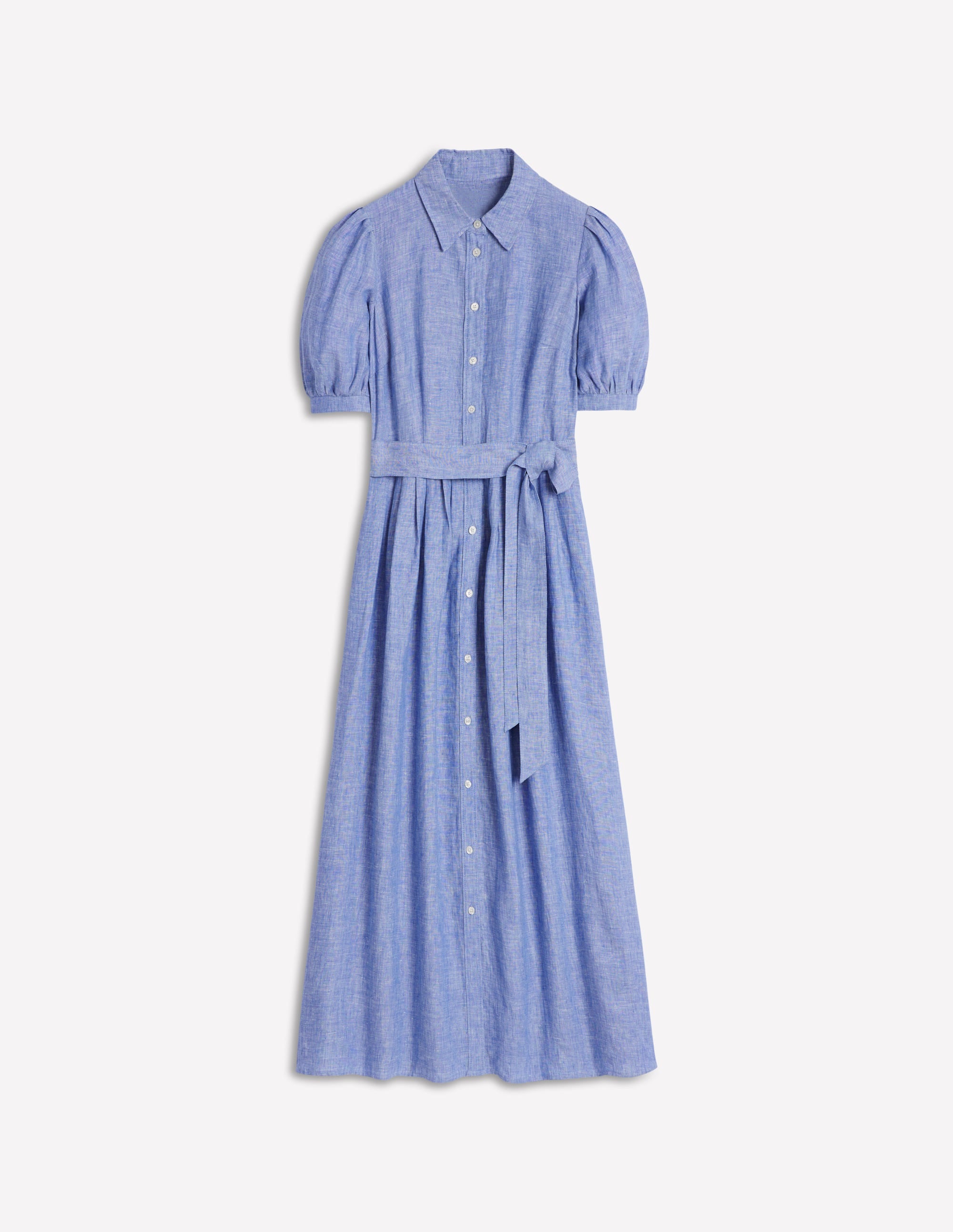 Alexa Linen Maxi Shirt Dress-Grey Blue Chambray - Image 6