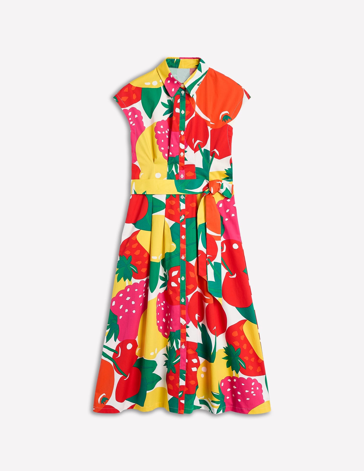 Rachel Cotton Midi Shirt Dress-Multi, Summer Fruits