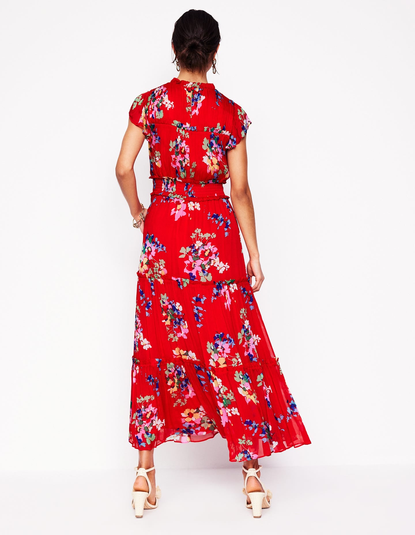 Ruffle GGT Dress-Rouge, Delicate Blooms