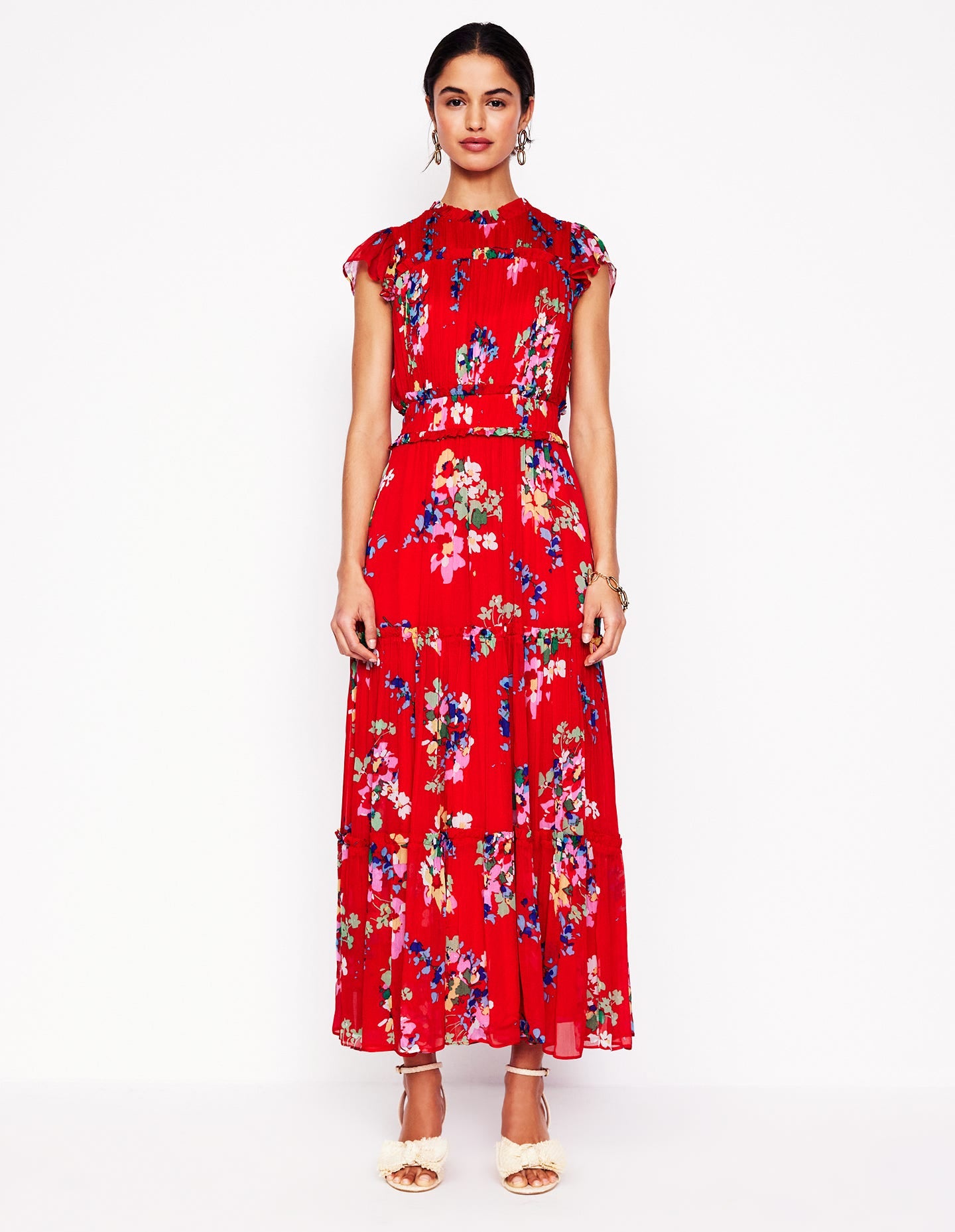 Ruffle GGT Dress-Rouge, Delicate Blooms