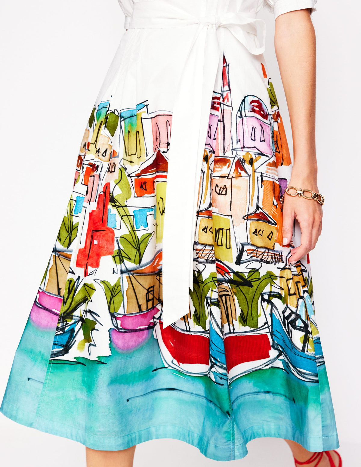 Bria Puff Sleeve Midi Dress-Multi, Rainbow Village - Image 3