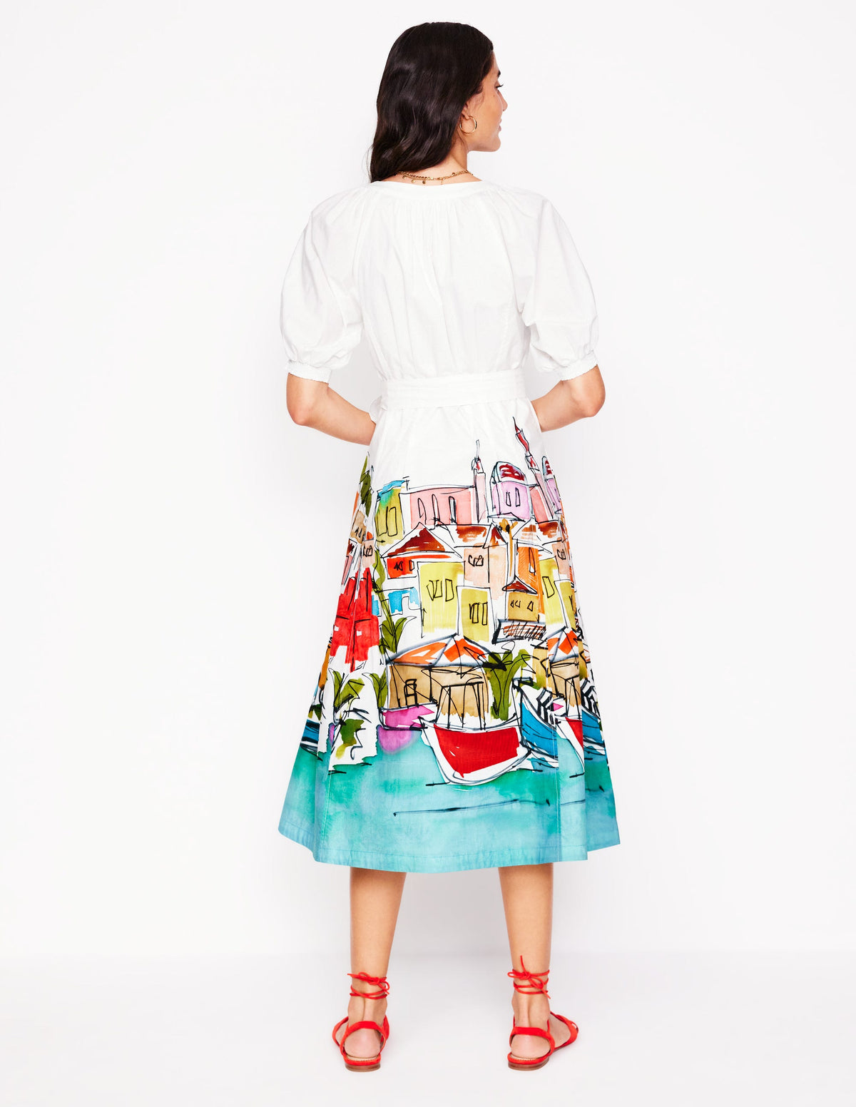 Bria Puff Sleeve Midi Dress-Multi, Rainbow Village - Image 4