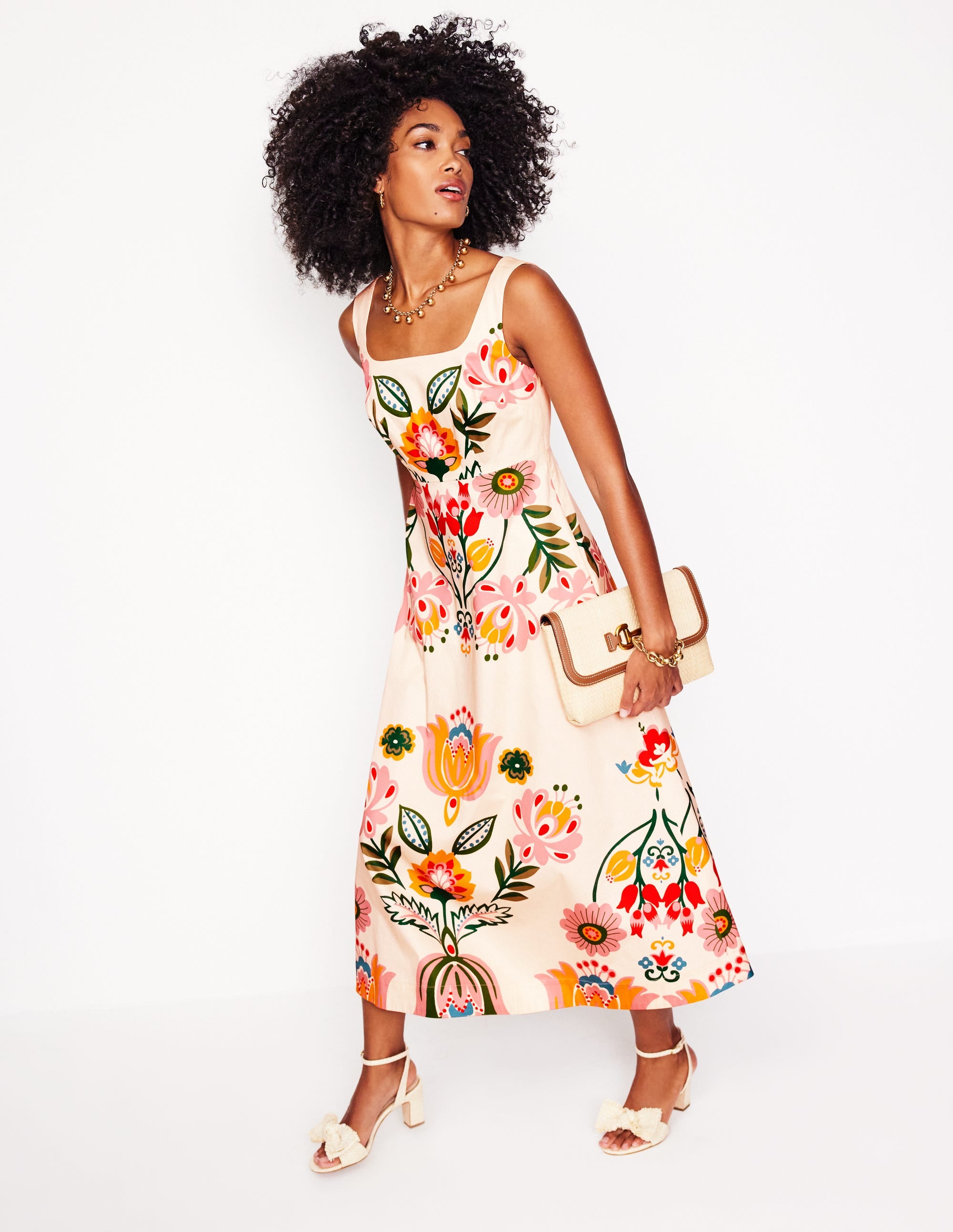 Square Fit & Flare Dress-Ivory, Tulip Fusion - Image 1