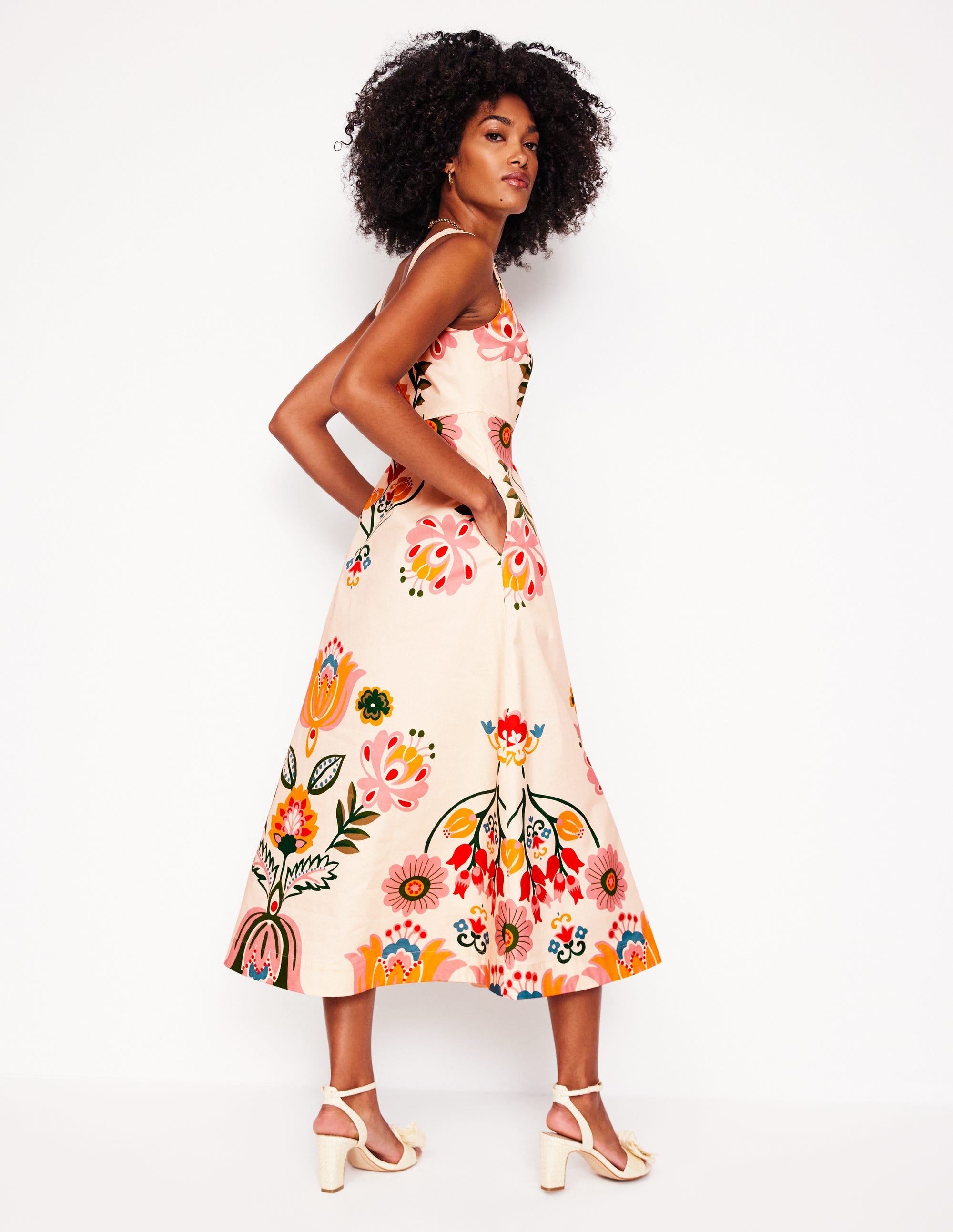 Square Fit & Flare Dress-Ivory, Tulip Fusion - Image 3