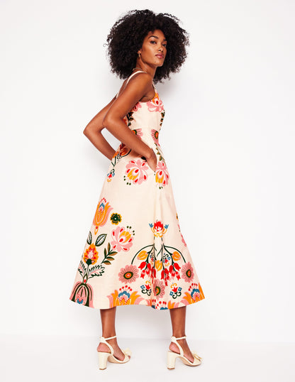 Square Fit & Flare Dress-Ivory, Tulip Fusion-3