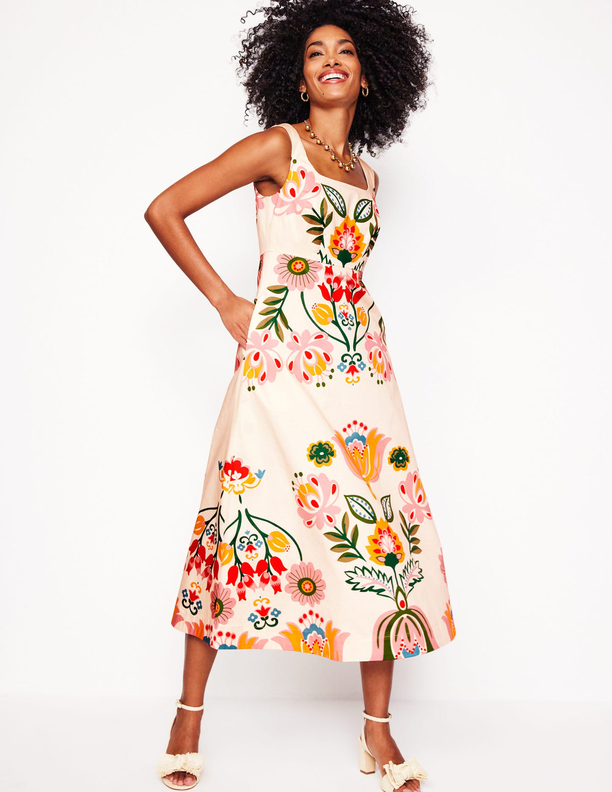 Square Fit & Flare Dress-Ivory, Tulip Fusion - Image 4