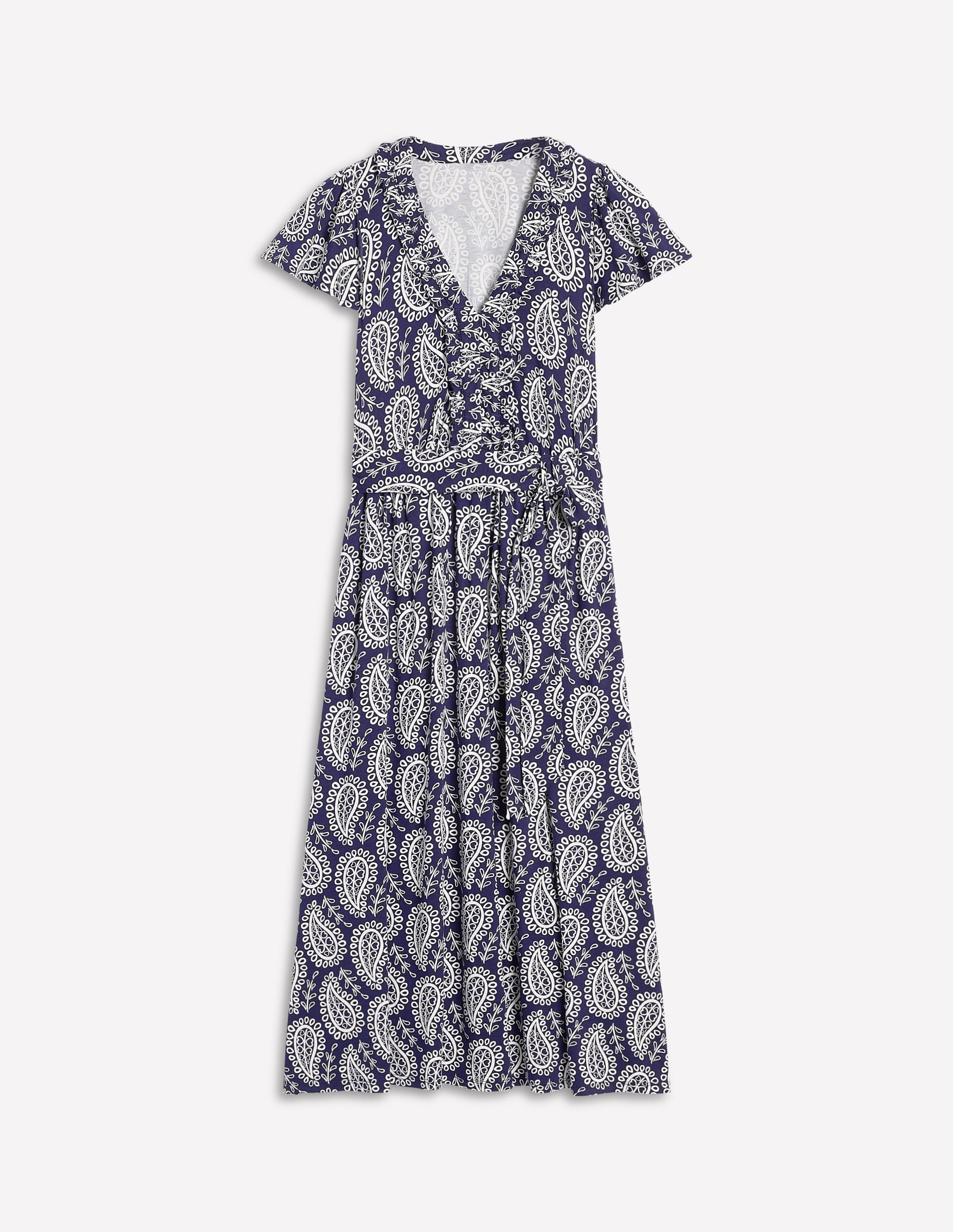 Nicola Jersey Tea Dress-French Navy,  Paisley Heart - Image 6