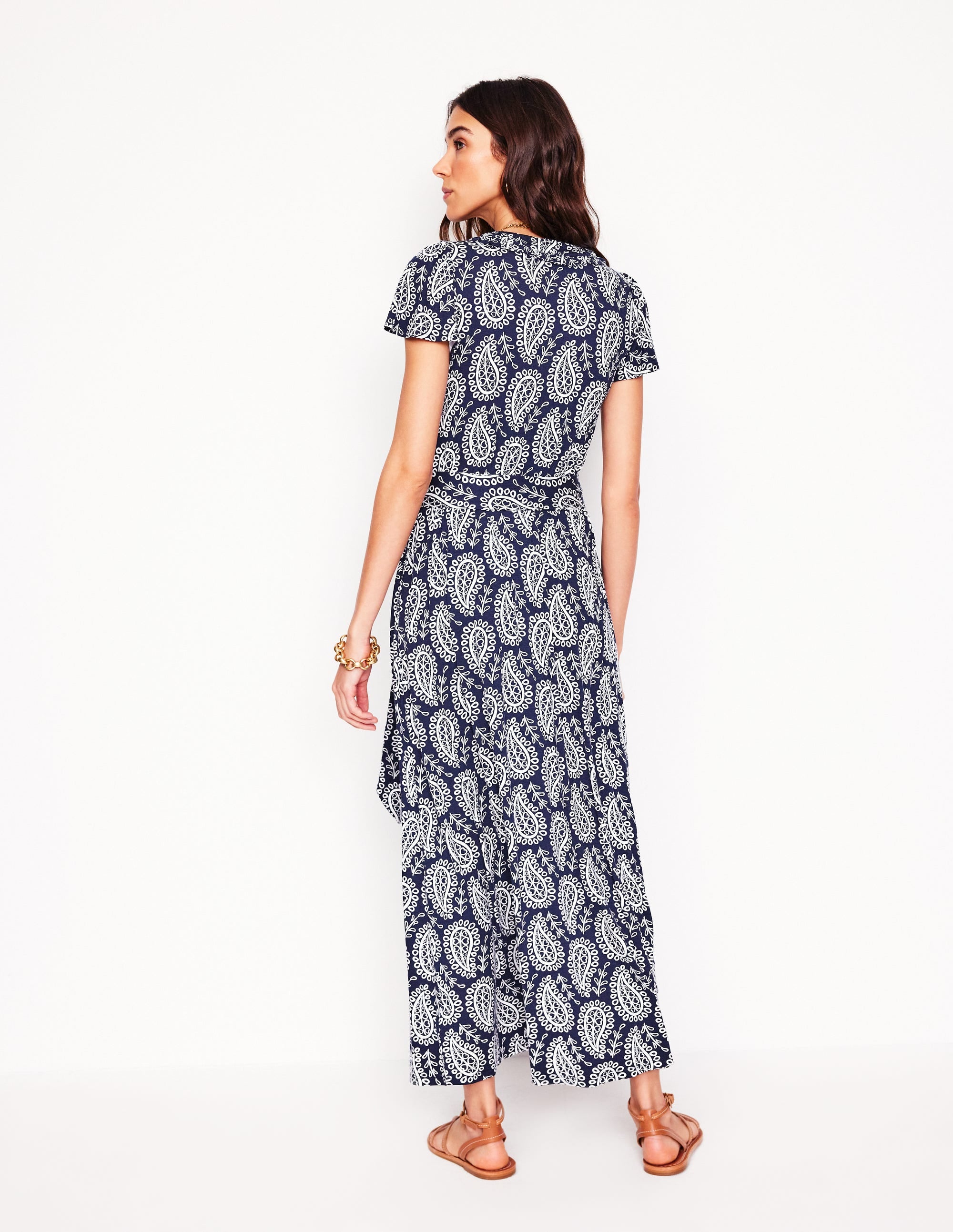 Nicola Jersey Tea Dress-French Navy,  Paisley Heart - Image 3