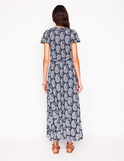 Nicola Jersey Tea Dress-French Navy,  Paisley Heart