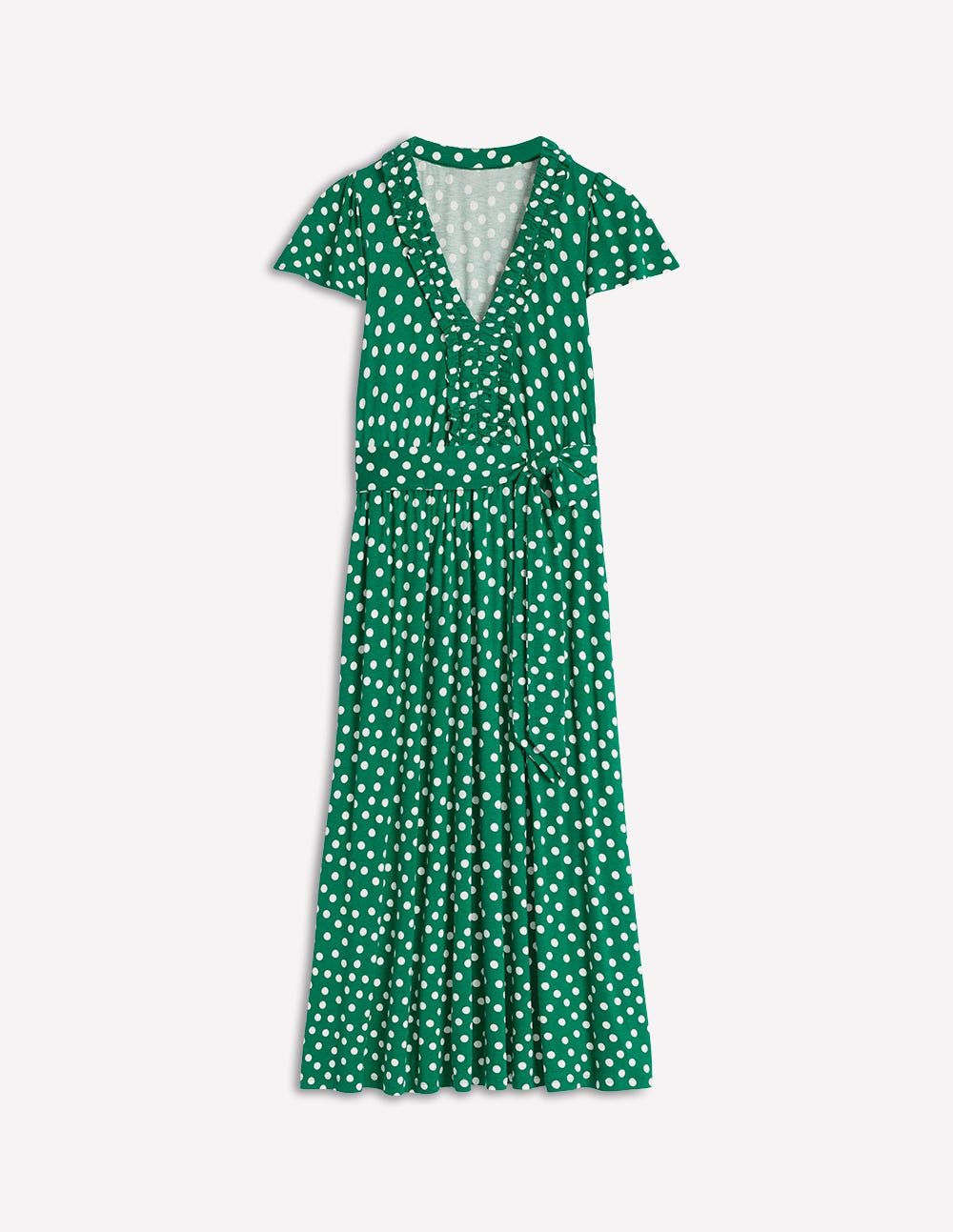 Nicola Jersey Tea Dress-Forest Grass, Painted Dot - Image 5