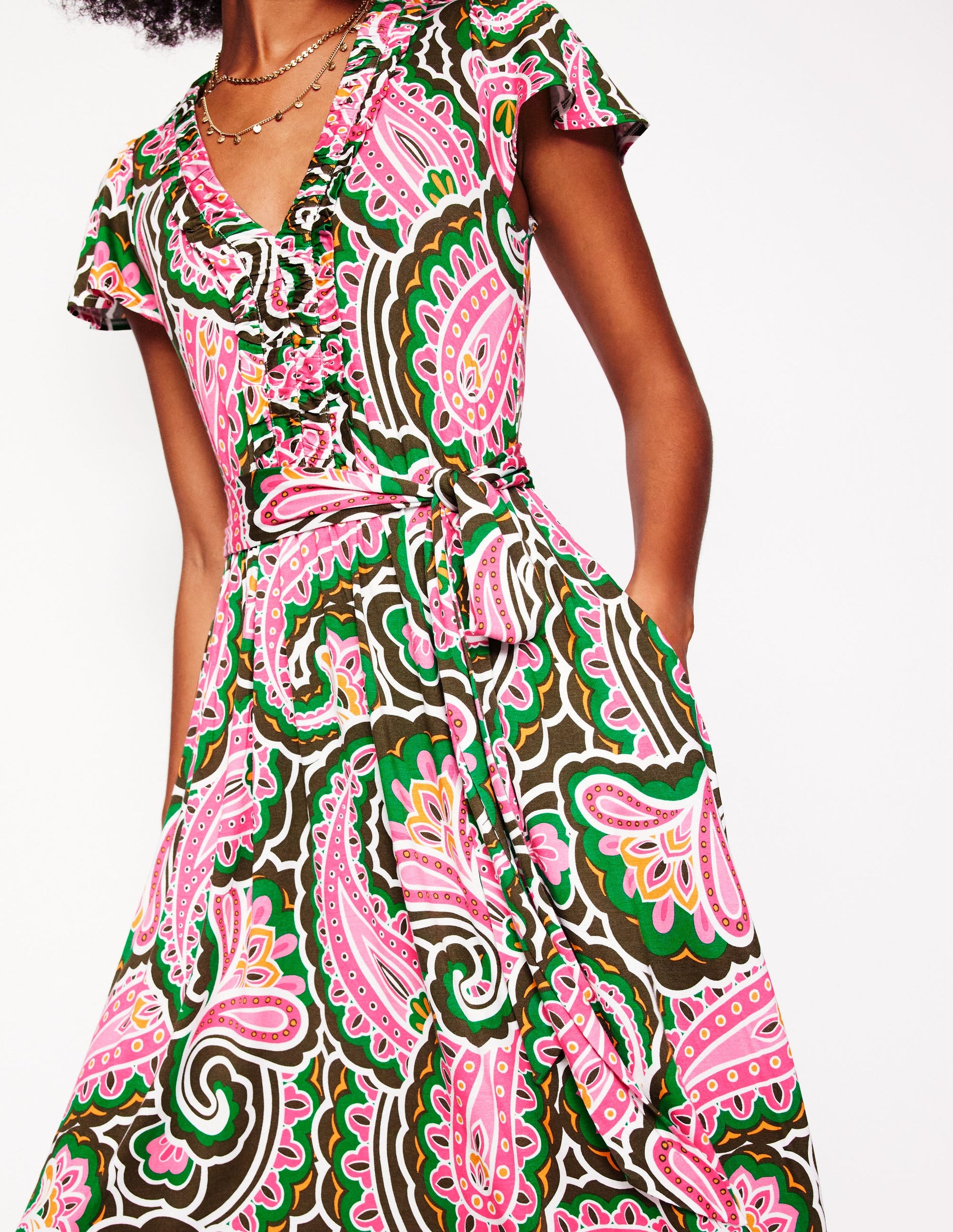 Nicola Jersey Tea Dress-Multi, Scallop Paisley | Boden USA Nicola Jersey Tea Dress-Multi, Scallop Paisley | Boden USA
