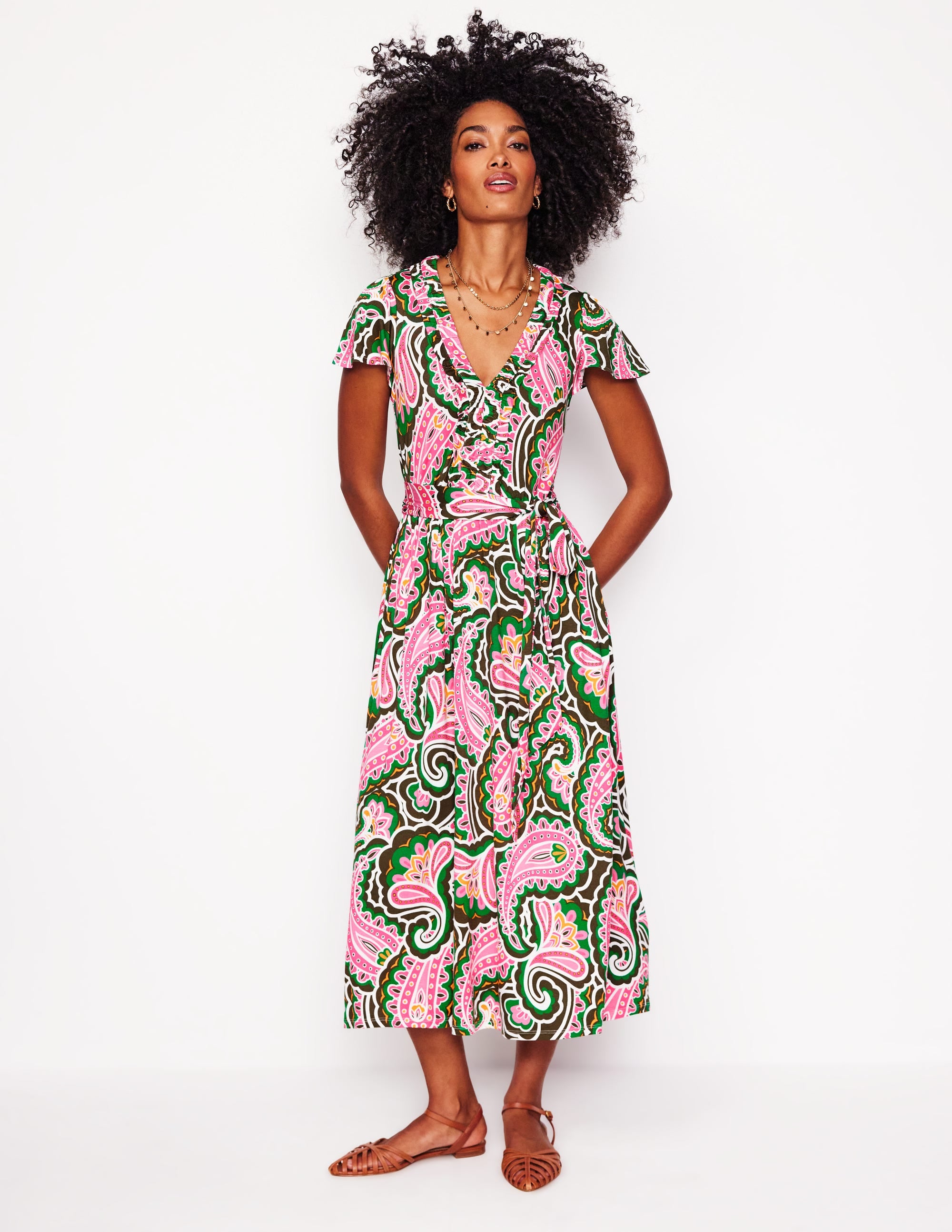 Nicola Jersey Tea Dress-Multi, Scallop Paisley - Image 4