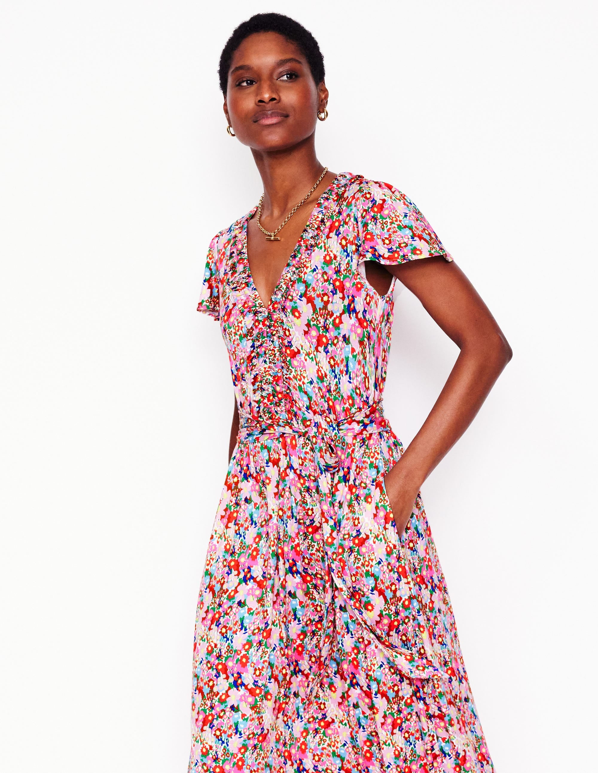 Nicola Jersey Tea Dress-Multi, Wildflower Garden - Image 1