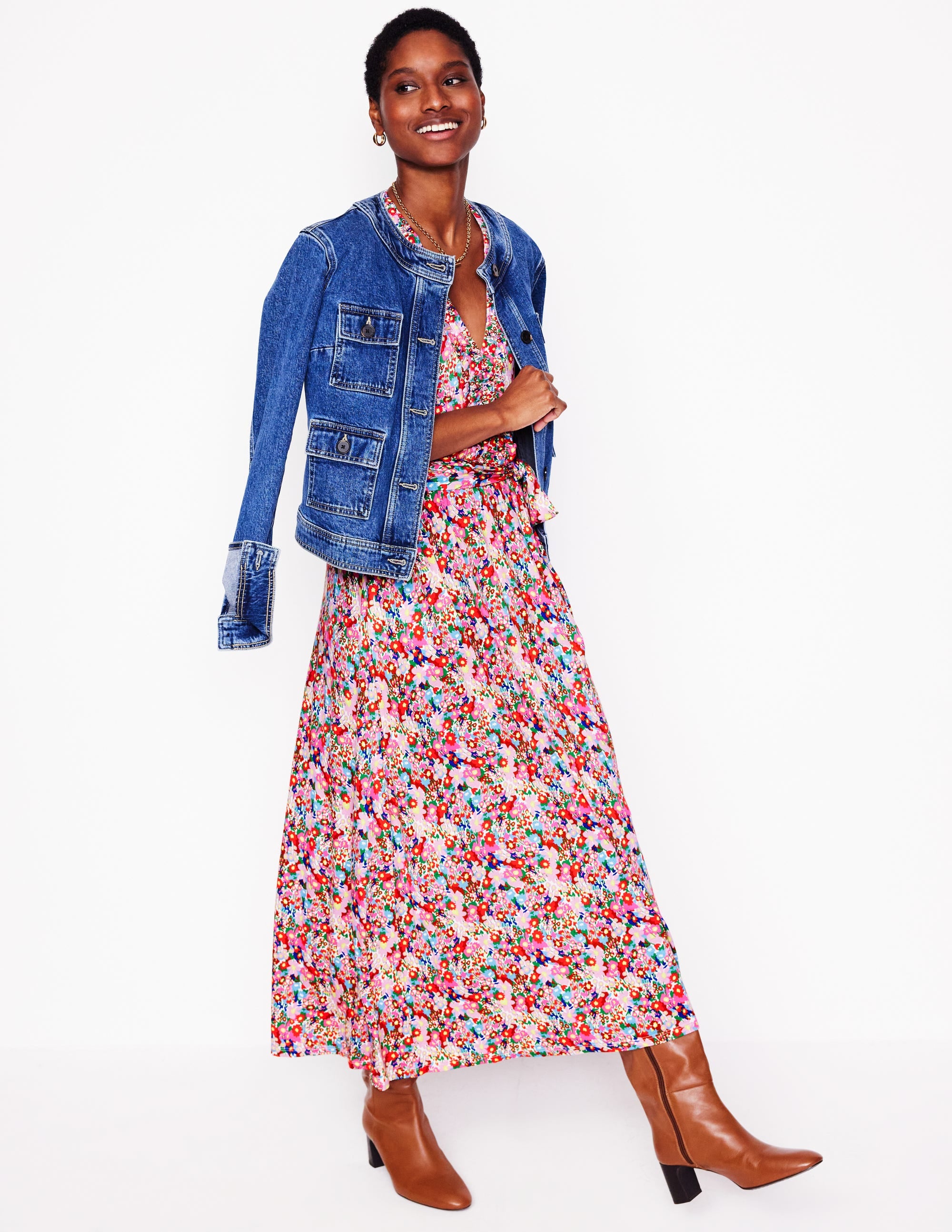 Nicola Jersey Tea Dress-Multi, Wildflower Garden - Image 4
