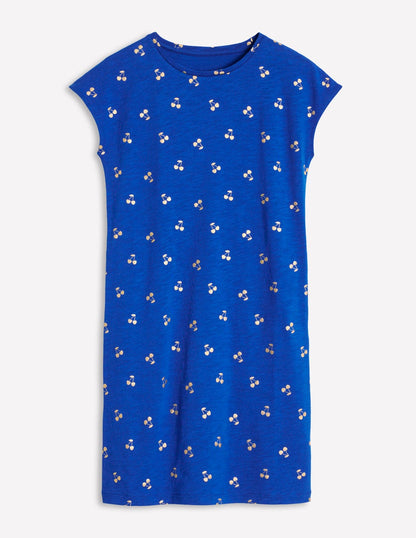 Leah Jersey T-shirt Dress-Gallery Blue, Cherry Ditsy