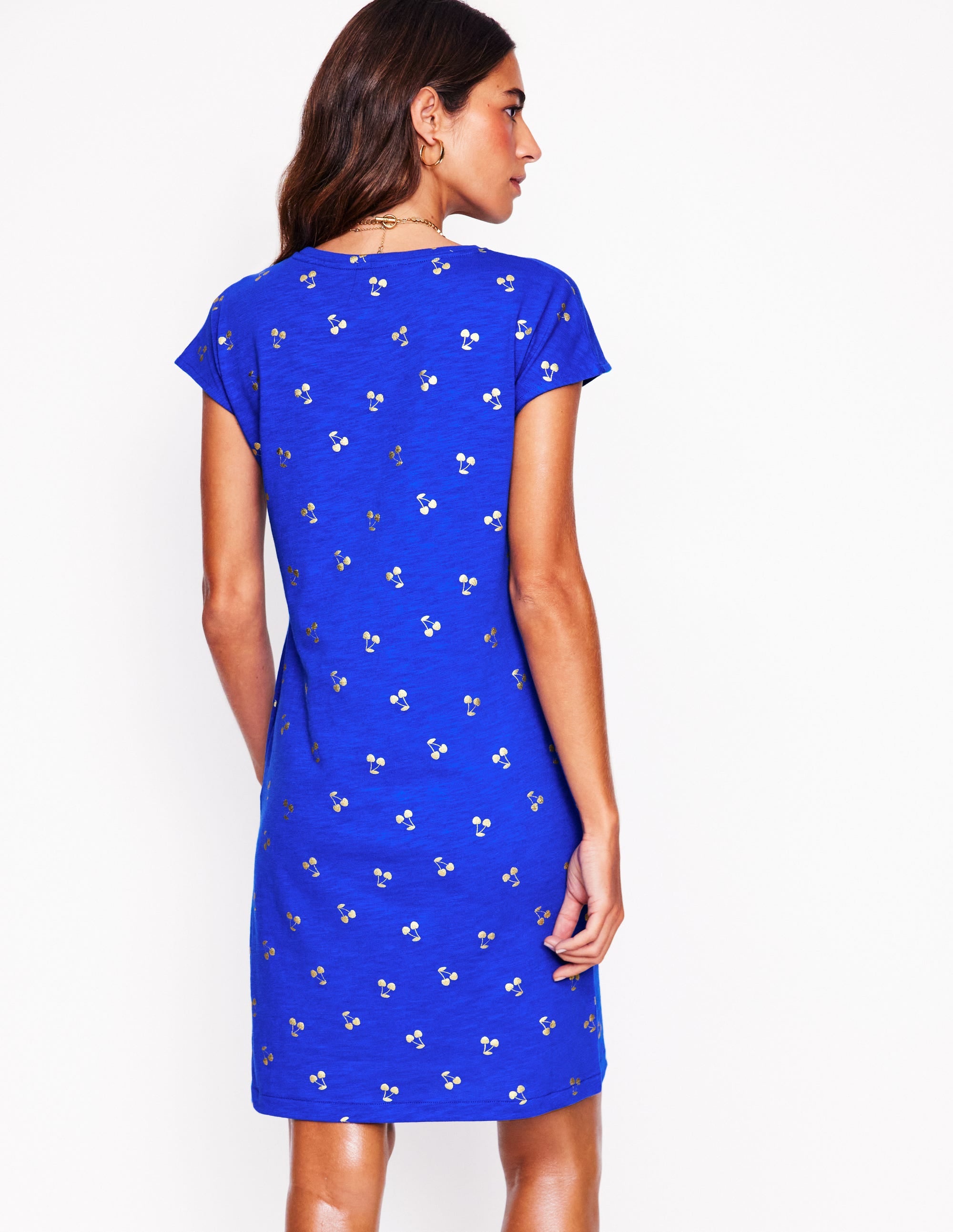 Leah Jersey T-shirt Dress-Gallery Blue, Cherry Ditsy - Image 3