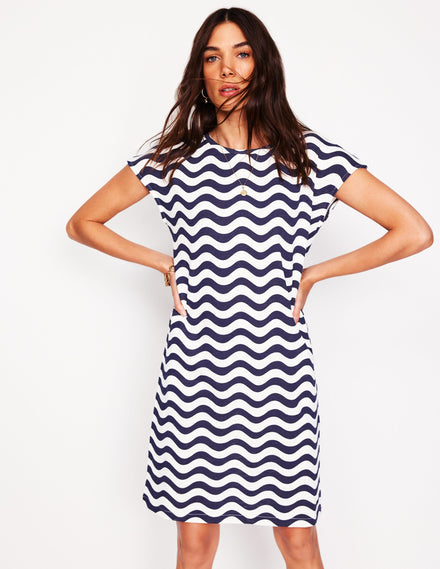 Leah Jersey T-shirt Dress-French Navy, Mono Wave