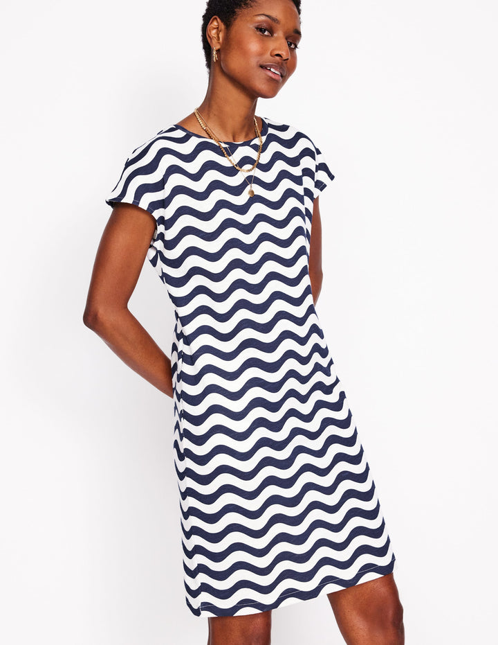 Leah Jersey T-shirt Dress-French Navy, Mono Wave