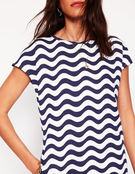 Leah Jersey T-shirt Dress-French Navy, Mono Wave