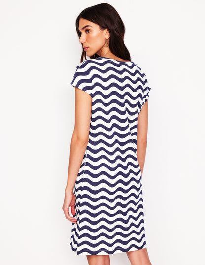 Leah Jersey T-shirt Dress-French Navy, Mono Wave