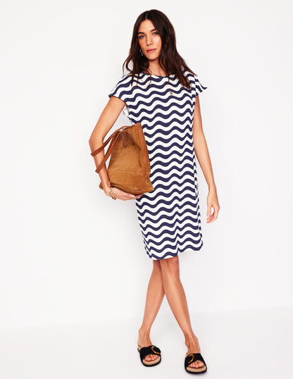 Leah Jersey T-shirt Dress-French Navy, Mono Wave