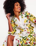 Clara Linen Blend Shirt Dress-Ivory, Cherries and Lemons
