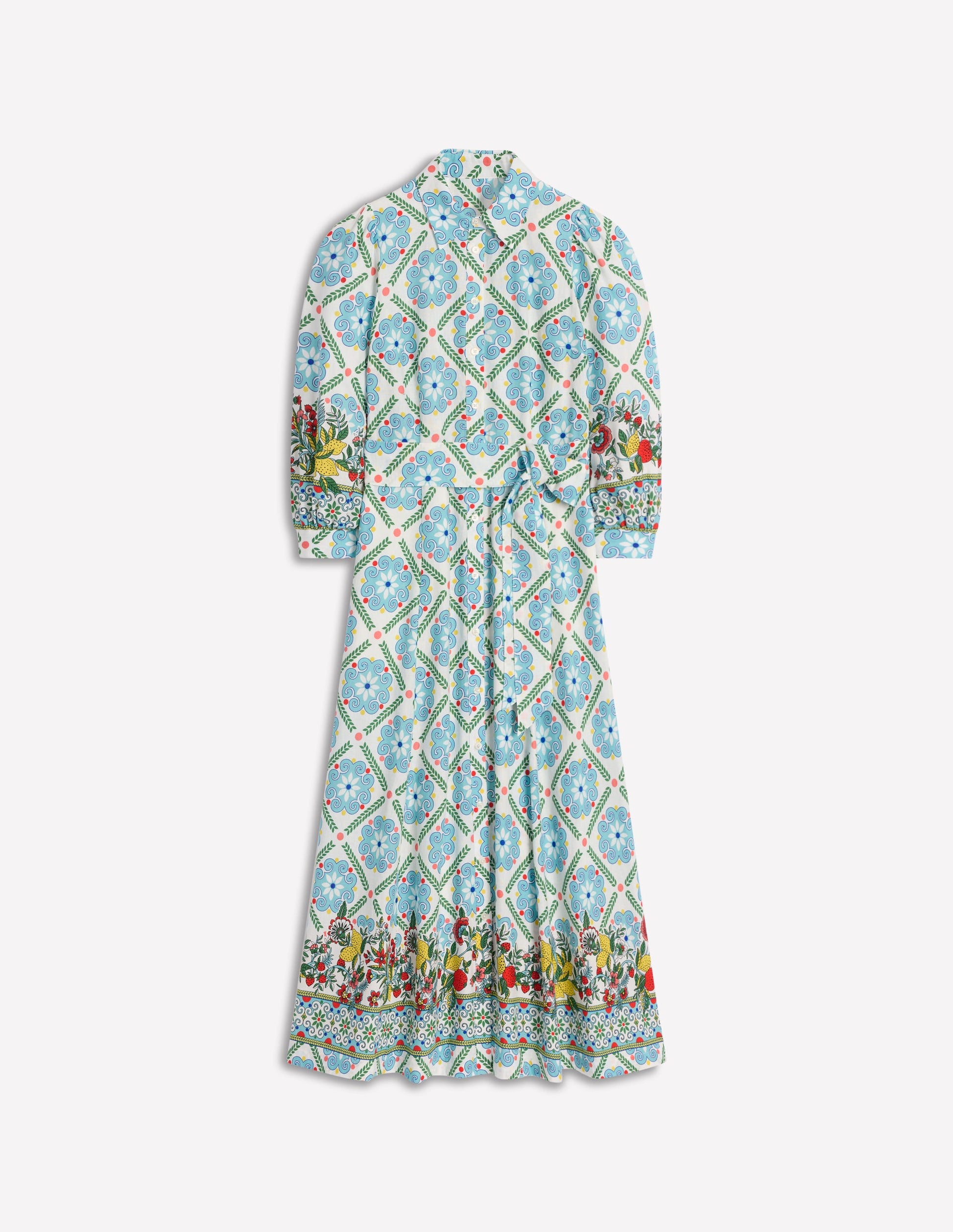 Clara Linen Blend Shirt Dress-Multi, Citrus Vine Tile Clara Linen Blend Shirt Dress-Multi, Citrus Vine Tile