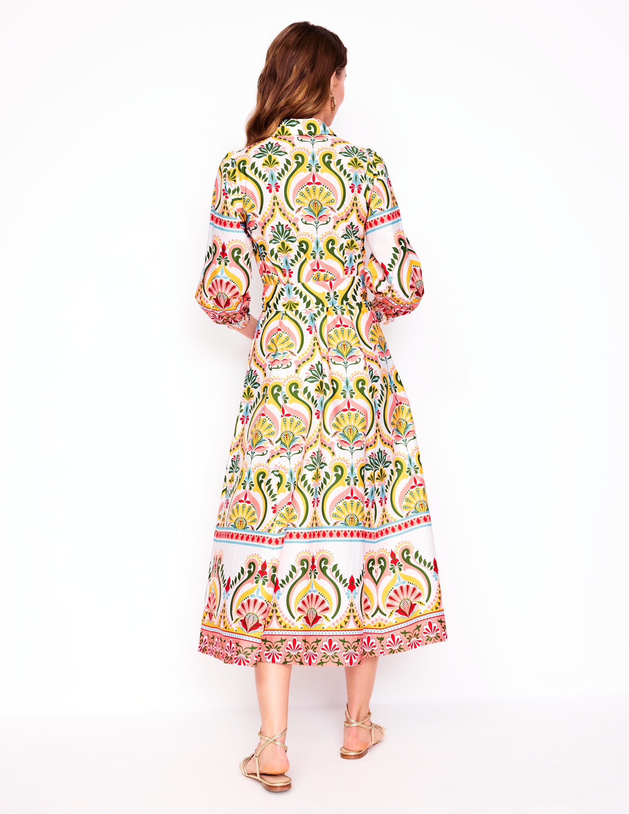 Clara Cotton Shirt Dress-Multi, Ornamental Floral - Image 4