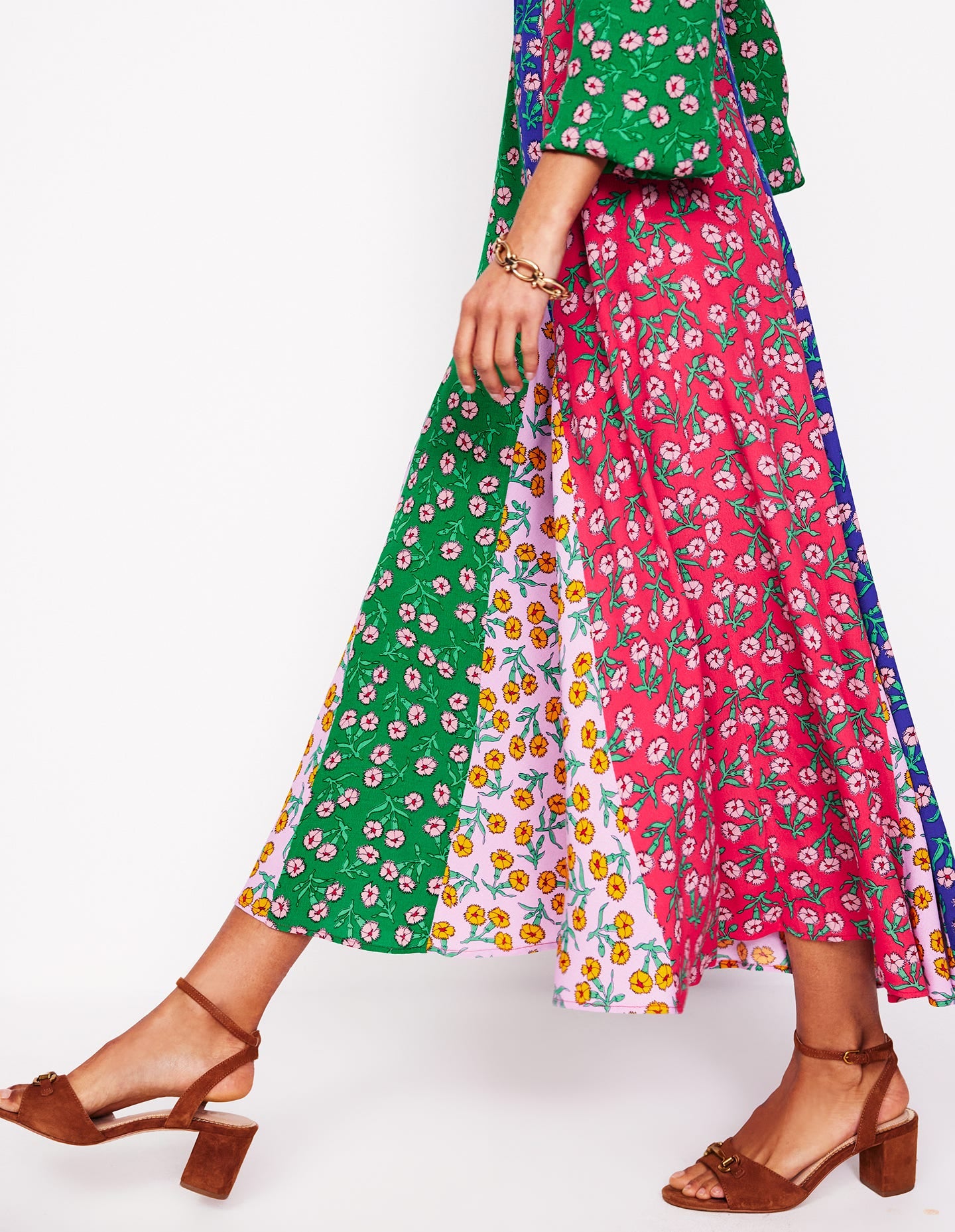 Lisa Long Sleeve Tea Dress-Hotched, Carnation Sprig - Image 3