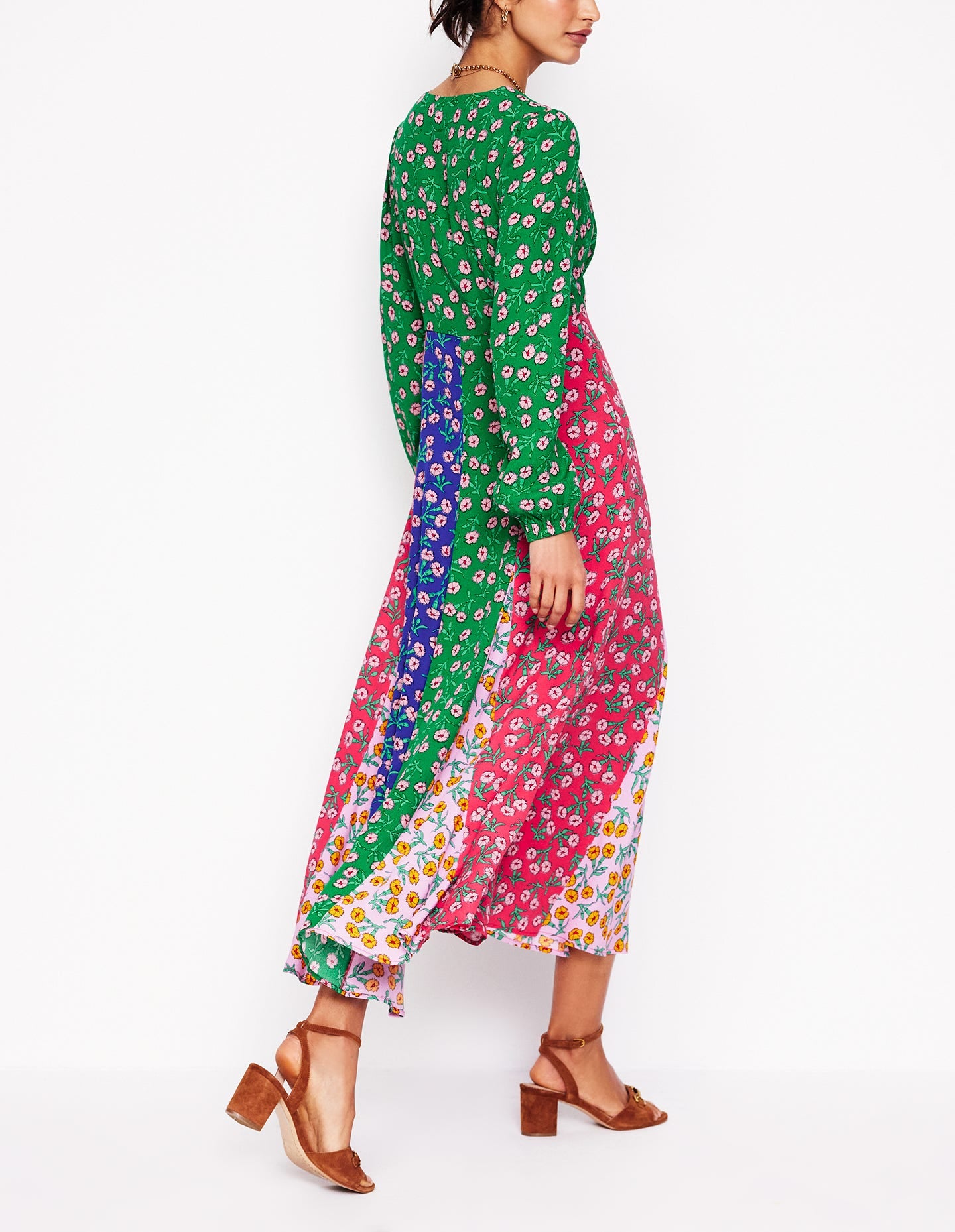 Lisa Long Sleeve Tea Dress-Hotched, Carnation Sprig - Image 4