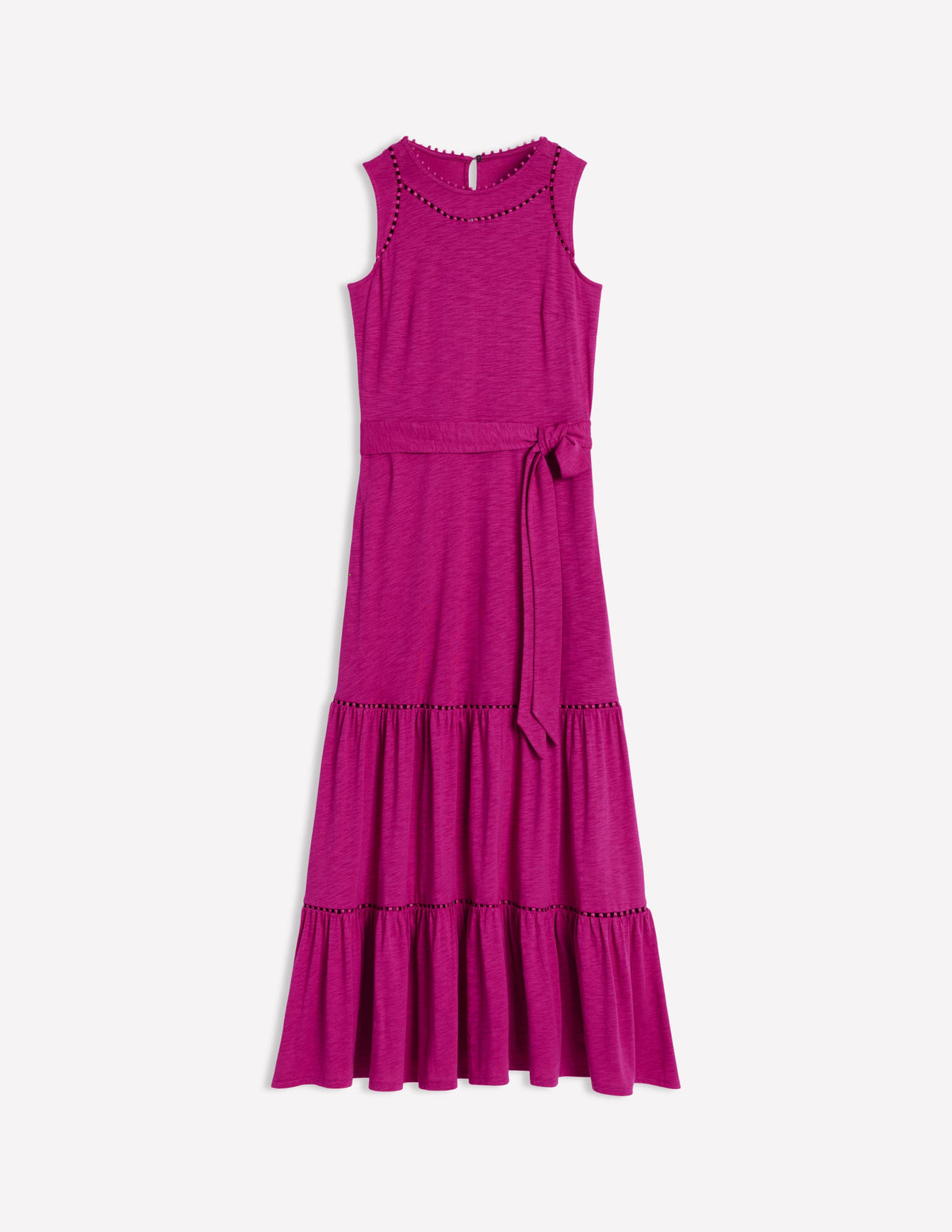 Mila Trim Tiered Jersey Dress-Fuschia - Image 6