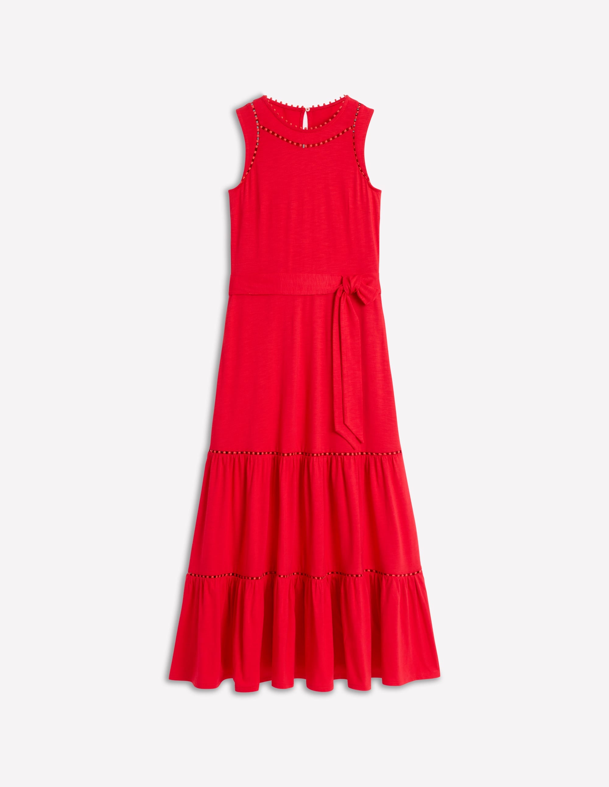 Mila Trim Tiered Jersey Dress-Poppy Red - Image 5
