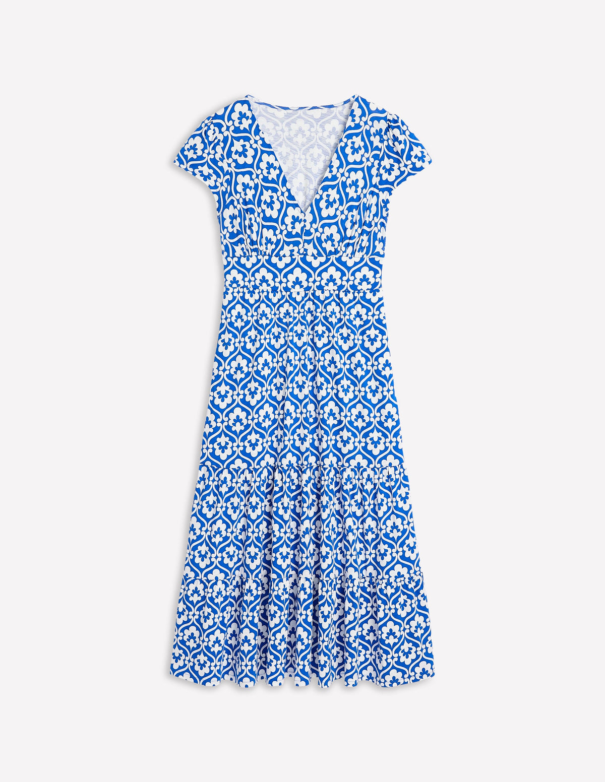 Eloise Tiered Jersey Dress-Gallery Blue, Ivy Trellis - Image 5