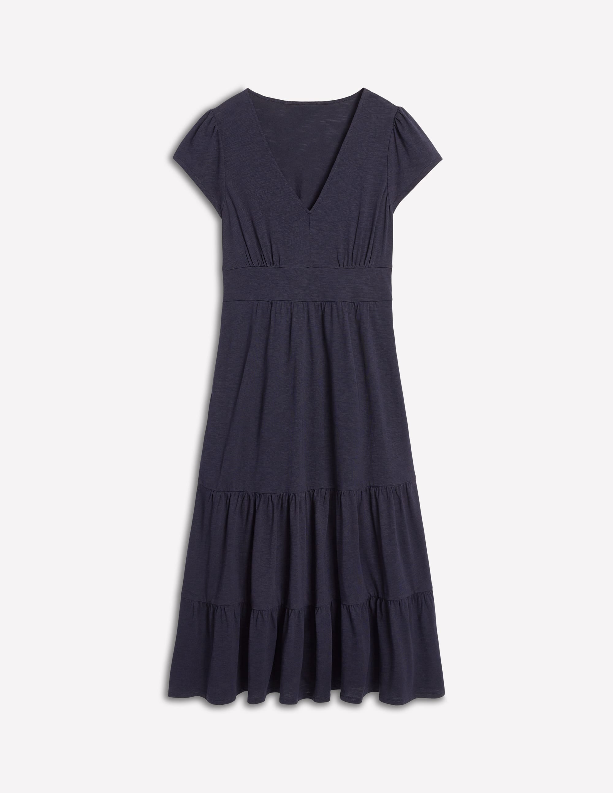 Eloise Tiered Jersey Dress-Navy - Image 5