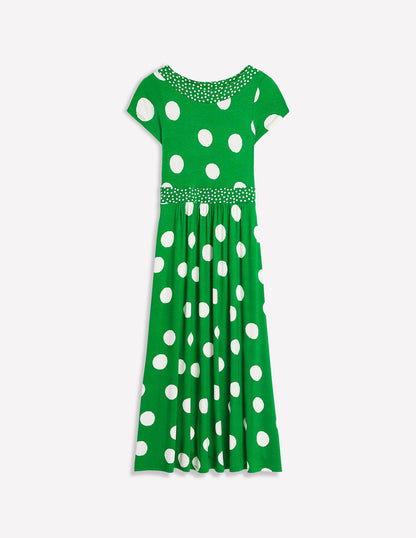 Melanie Jersey Midi Dress-Rich Emerald, Abstract Dot