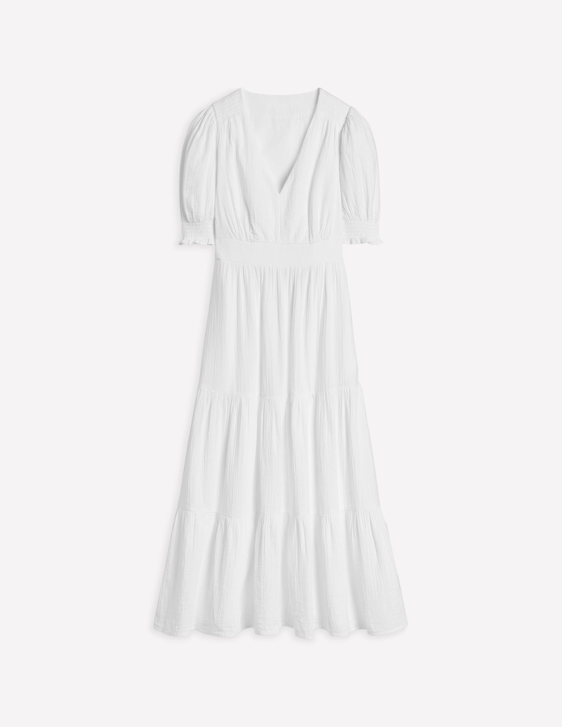 Anna Double Cloth Midi Dress-White | Boden USA Anna Double Cloth Midi Dress-White | Boden USA