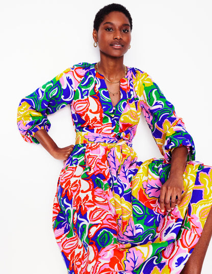 Faye Double Cloth Dress-Multi, Foliage Twirl-1