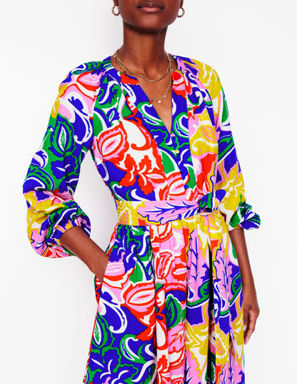 Faye Double Cloth Dress-Multi, Foliage Twirl-2