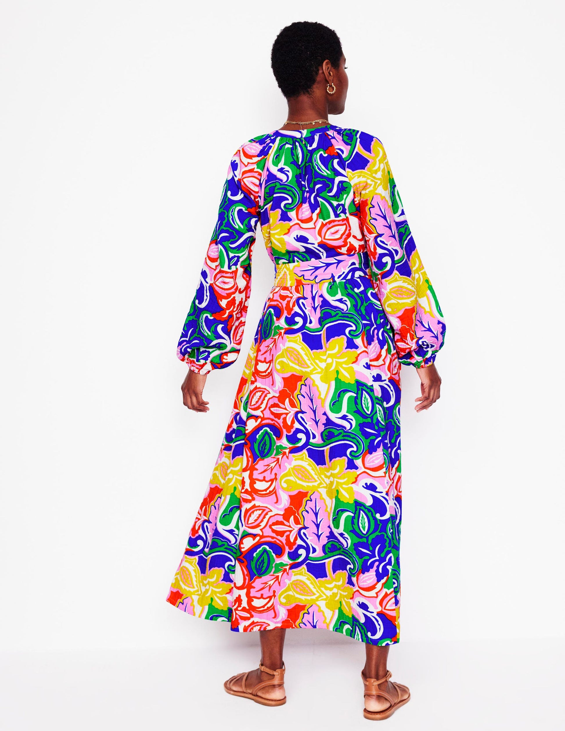 Faye Double Cloth Dress-Multi, Foliage Twirl-3