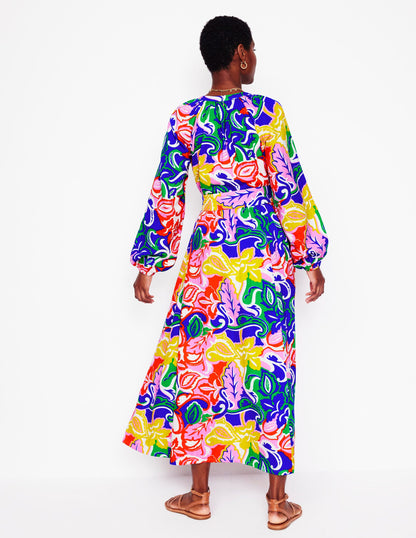 Faye Double Cloth Dress-Multi, Foliage Twirl-3