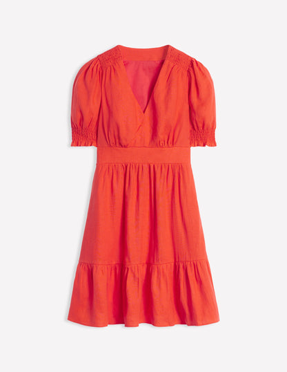 Anna Linen Short Dress-Firecracker Red