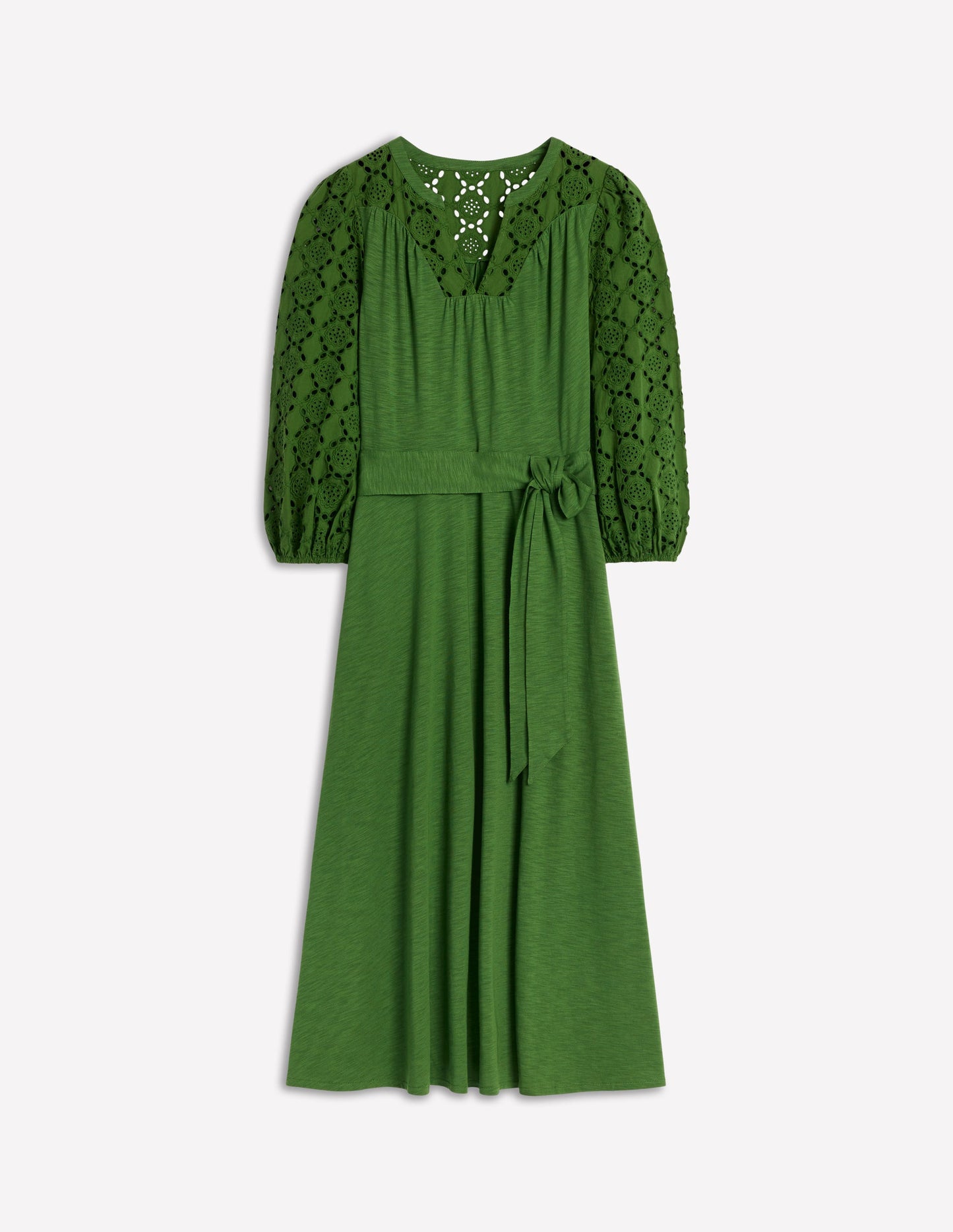 Eden Broderie Jersey Dress-Promenade Green