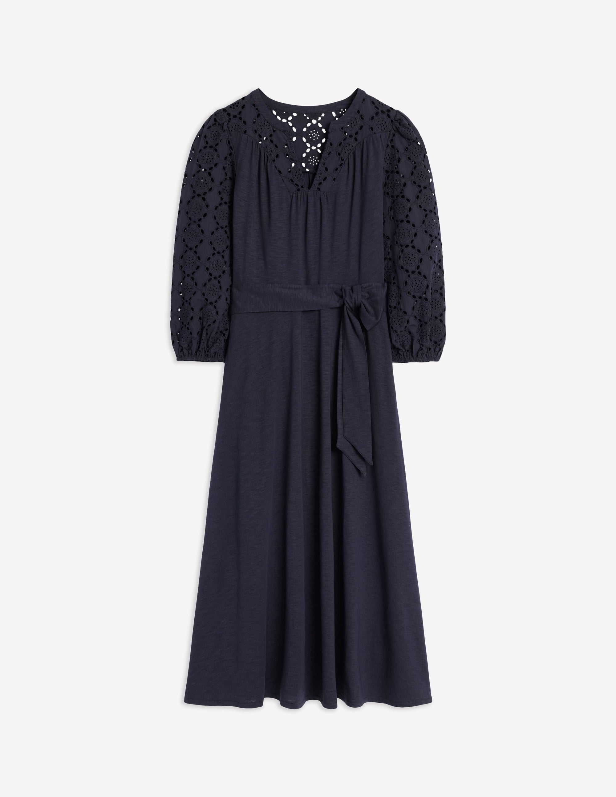 Eden Broderie Jersey Dress-Navy | Boden USA