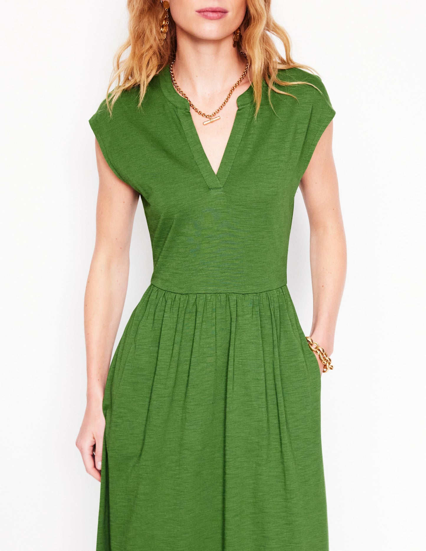 Chloe Jersey Midi Dress-Promenade Green