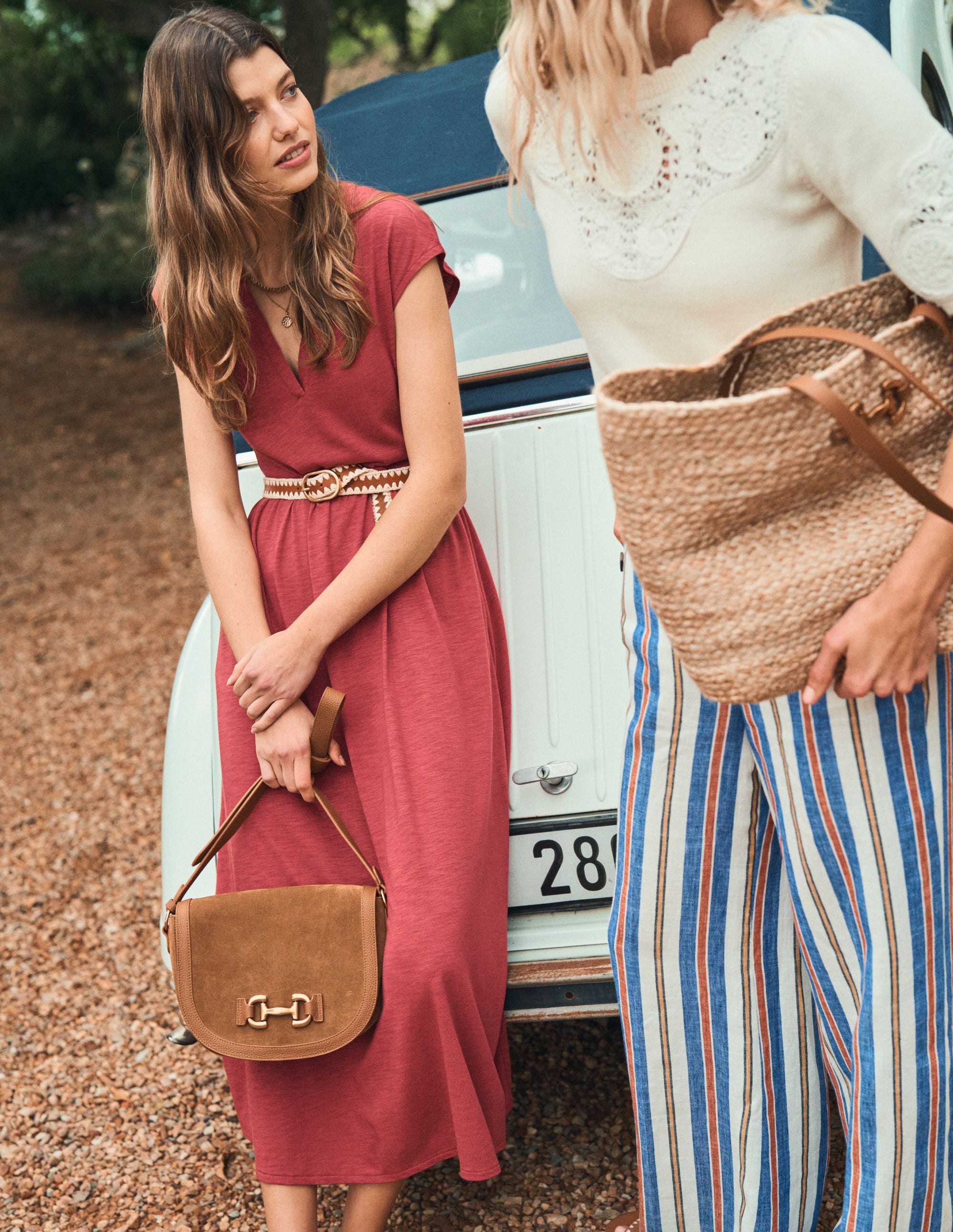 Chloe Jersey Midi Dress-Terracotta Red - Image 5