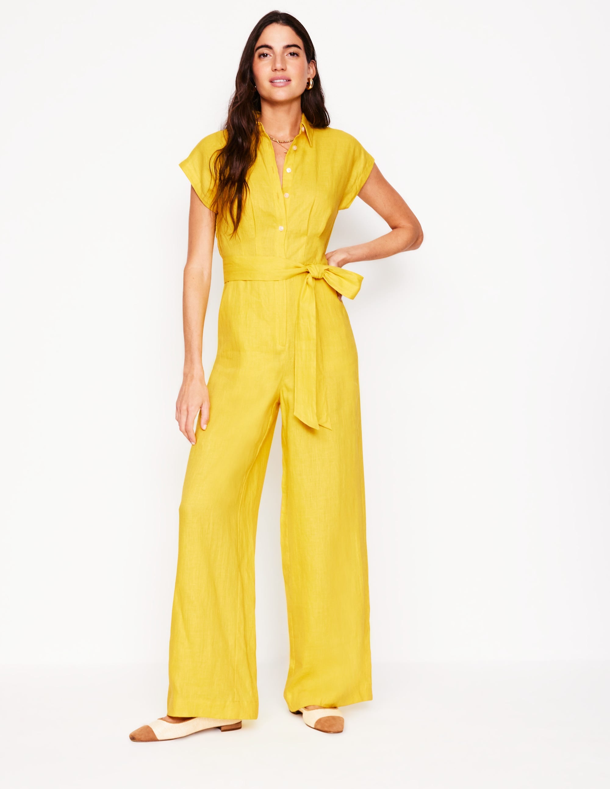 Colette Linen Jumpsuit-Pineapple Yellow - Image 1